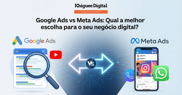 Comparação visual entre Google Ads e Meta Ads para campanhas de tráfego pago